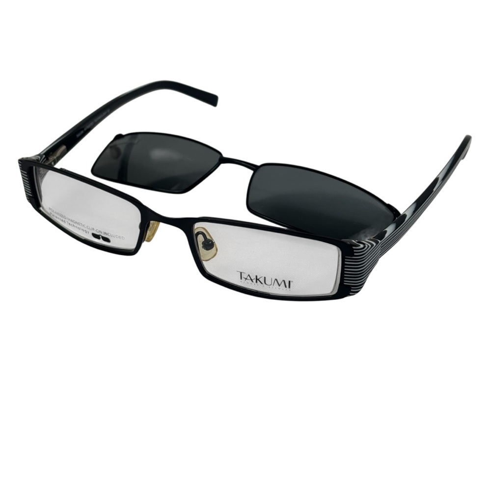 Takumi Pat. Technology T9700 4819 Eye Glasses w/ Clip-on Sunglasses Frame Only